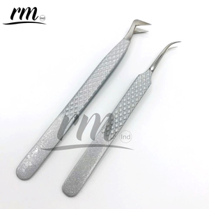 RMI pince à épiler gris clair conception libre Logo personnalisé Volume marque privée pince à cils en acier inoxydable pince à épiler Extension de cils pince à épiler - Product Image 5