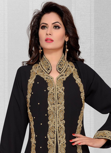 Haute qualité noir brodé Georgette islamique caftan résistant au soleil Hijab modeste élégant traditionnel musulman vêtements pour femmes - Product Image 2