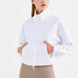 Chaquetas cortavientos de mujer de alta calidad, liso, básico, logotipo personalizado, entrenamiento físico, correr, ocio, deporte, chaqueta con cremallera - Product Image 6