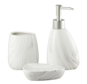 Ensemble de salle de bain en céramique blanche de qualité supérieure décoratif fait à la main pour la maison et les restaurants ensemble décoratif essentiel - Product Image 1