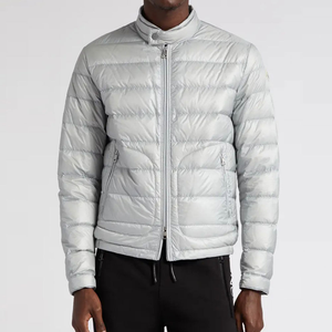 Veste d'hiver matelassée légère à capuche unisexe, vêtement d'extérieur matelassé fin, pliable, fermeture éclair, coupe-vent, chaude, logo personnalisé - Product Image 3