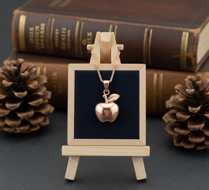 Collar de Cadena de Plata de Ley 925 con Baño de Rodio de Rudra Gems, Colgante de Manzana, Chapado en Oro Rosa, Estilo Minimalista para Uso Diario, Moda en Tendencia - Product Image 2