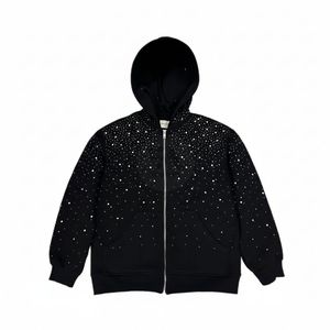 Sudadera con Capucha para Hombre, Invierno, Estampado Digital, con Pedrería, Azul, Estilo Urbano, Algodón Grueso, Logotipo Personalizado, MOQ Bajo - Product Image 4