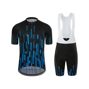 Conjunto de camisa de ciclismo masculina de alto desempenho, blusa de bicicleta de estrada de manga curta com bolso com zíper e shorts acolchoados 3D