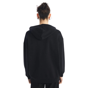 Sweat à capuche oversize blanc de haute qualité pour femme avec motif brodé et imprimé, capuche épaisse, broderie noire douce pour l'hiver, devant - Product Image 2