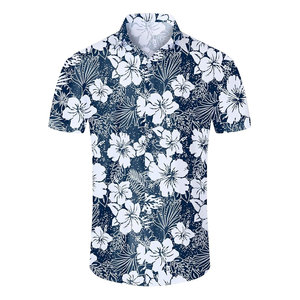 Chemise de plage hawaïenne à manches courtes décontractée pour hommes, tricotée et anti-rides, logo personnalisé, conception ODM approvisionnement, impression par sublimation, respirante - Product Image 6