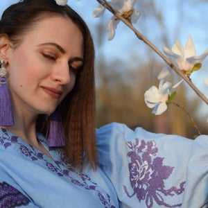 Women's <b>Summer</b> Ukrainian Cotton <b>Maxi</b> <b>Dress</b> Embroidered Tassel Full <b>Sleeves</b> Natural Waistline Digital Printed Beach <b>Dress</b> Casual - Product Image 3