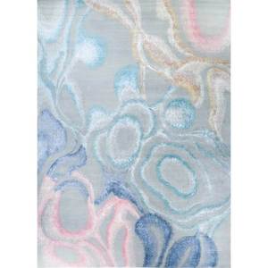 Tapis en laine et viscose noué à la main gris et noir Entropy, motif abstrait pour usage domestique - Siwv-06 - Product Image 1