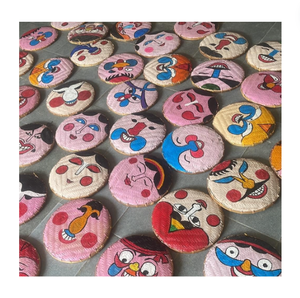 Cesta redonda plana de bambú dibujada a mano para decoraciones de eventos tradicionales al por mayor cesta tradicional de Vietnam - Product Image 2