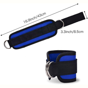 สายรัดข้อเท้าแบบ D-Ring ปรับได้ ระบายอากาศได้ดี ผลิตจากไนลอนผสมผ้าฝ้าย ใช้ได้ทั้งชายและหญิง สำหรับยกน้ำหนักด้วยสายเคเบิลแบบมีเบาะรอง ใช้ในยิม - Product Image 2