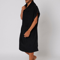 Nouveau poncho de plage imperméable pour homme en coton écologique personnalisé, avec capuche, couleur unie, séchage rapide, options grandes tailles