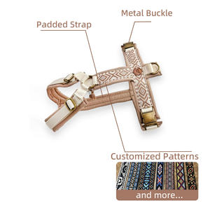 高級ノープルナイロンストラップ、完全調整可能、アウトドアペットベスト、デザイナー ジャカード ウェビング、Y型ハーネスとリードのセット（犬用） - Product Image 5