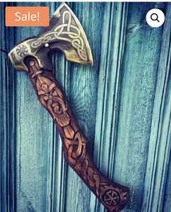 ขวานทำจากเหล็กคาร์บอนทนทานสำหรับงานกลางแจ้ง,ด้ามไม้แอชพร้อมปลอกหนัง - Product Image 2