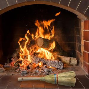 Saggina 15cm manico in legno scopa con 2 corde resistente robusto strumento di pulizia per caminetti stufe e barbecue lunghezza totale 36cm - Product Image 3