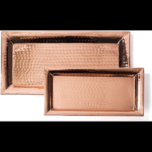 Plato de bandeja martillada de cobre Rectangular de calidad de cobre Premium para servir platos té café hogar restaurante clubes - Product Image 1