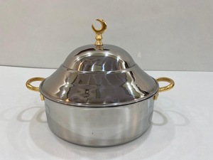 Ensemble de 3 bol à dattes de luxe moderne écologique plaqué or, couvercle en acier inoxydable, forme ronde, plat de service pour le mariage - Product Image 5