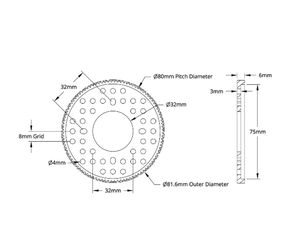 Engranaje de Montaje en Cubo de Aluminio Serie 4302, MOD 0.8 (Diámetro Interior de 32 mm, 100 Dientes) para Robots STEM REV WCP FTC FRC - Product Image 2