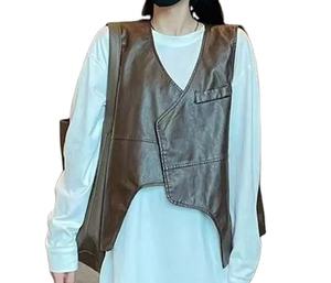 Gilet en peau de mouton tendance, nouvelle mode hip-hop, veste en cuir véritable, fabricant en gros, OEM, gilets pour femmes - Product Image 1