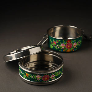 <b>4</b> <b>Tier</b> Container Airtight Leak Proof Stainless Steel <b>Indian</b> <b>Tiffin</b> <b>Box</b> Hand Painted Lunch <b>Box</b> - Product Image 1