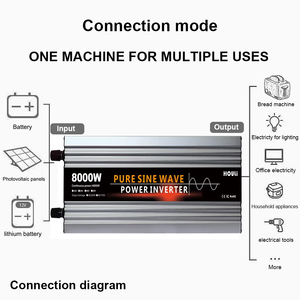 Inversor de Corriente HOULI de 8000W, Generador de Onda Sinusoidal Pura, Convertidor de 12V/24V a 220V para el Hogar - Product Image 6