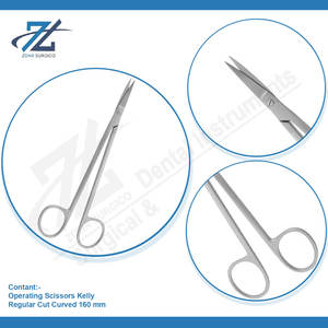 Kelly Regular Cut Curved Operating Scissors 160mm Stainless Steel Manual <b>Dental</b> Use High Quality Easy Operation - Product Image 4