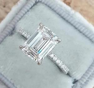 แหวนเพชรมอยส์ซอไนต์ตัดจากมรกตแหวนหมั้น925เงินสเตอร์ลิงและของขวัญเครื่องประดับเพชรอื่นๆสำหรับเธอ - Product Image 1