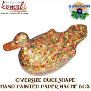Boîte de canard en papier mâché faite à la main Sculpture animale peinte à la main pour le stockage et la décoration, conception personnalisée, vente en gros de l'Inde - Product Image 3