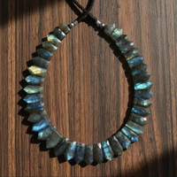 Collier de perles en pierre de labradorite naturelle foncée, facettées, en forme de poire, pour cadeau, fête, fil de bijoux, pendentif en labradorite