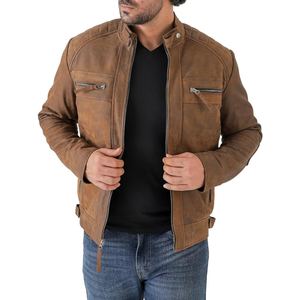 Veste de motard vintage en cuir d'agneau pour homme au look robuste avec une sensation de luxe douce - Product Image 3