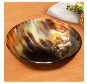 Bol en agate décoratif ultra brillant fabriqué à la main fabriqué en Inde à partir de corne de buffle naturelle et élégante forme ovale - Product Image 6