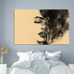 Art abstrait moderne sur toile représentant une femme : Impression de portrait élégante pour décoration murale, TOILE ENVELOPPEE - Product Image 1