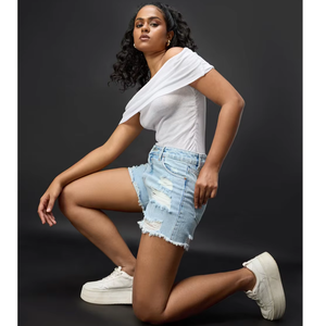 Pantalones cortos de mezclilla de talla grande para mujer de secado rápido ideales para deportes y actividades al aire libre elegante uso diario Bangladesh al por mayor - Product Image 3