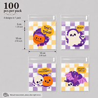Sacs d'emballage transparents en OPP pour Halloween, sacs à bonbons imprimés amusants pour biscuits, chocolat, collations et ambiance festive