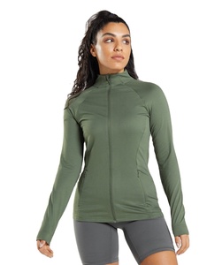 Veste de sport pour femme à manches longues, respirante, écologique, séchage rapide, pour yoga, course à pied, fitness en extérieur, entraînement en salle de sport, avec fermeture éclair, motif uni - Product Image 1