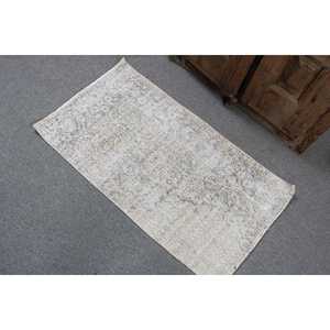 พรมตุรกี, พรมวินเทจขนาด 1.9x3.4 ฟุต, พรมขนสัตว์เปอร์เซียสีเทา - Product Image 4