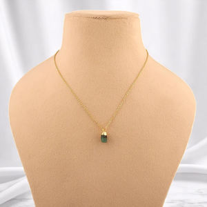 Nouveauté collier de pierre de naissance émeraude 8-10 MM pendentif en pierres précieuses 18 pouces chaîne collier bijoux - Product Image 2