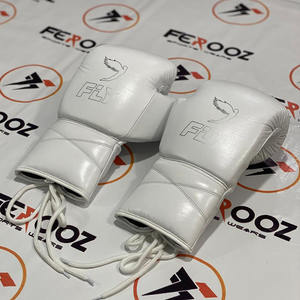 Gants de boxe professionnels personnalisés avec logo et nom, en dentelle blanche, pour entraînement de MMA et de kickboxing, vente chaude - Product Image 1