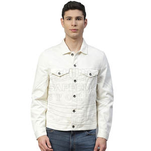 Veste en jean décontractée pour homme, col montant, 100% coton, boutonnée, doublure douce, confortable, toutes saisons, élégante, hiver - Product Image 1