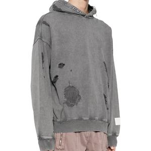 Nouveau Style hommes en détresse pull à capuche professionnel fabrique bonne qualité hommes sweats à capuche lavage à l'acide surdimensionné Boxy lâche - Product Image 2