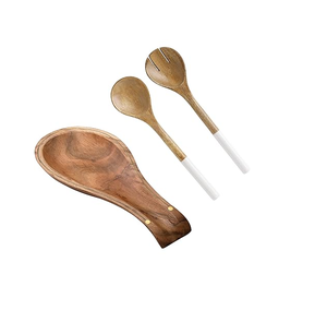 Vente en gros d'ustensiles en bois accessoires 9pc teck outils de cuisine cuillère spatule louches bambou ustensiles ensembles conception - Product Image 4