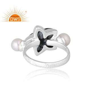 Latest Selling 925 Sterling Silver Natural Snowflake Obsidian & <b>Pearl</b> Gemstone <b>Ring</b> Custom Jewelry For Women Gift For Her - Product Image 2