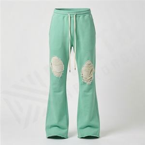Wholesale High Quality 100 Percent Cotton Flared Sweatpants Sports <b>Drawstring</b> Closure Anti Pilling <b>Trousers</b> Durable - Product Image 1