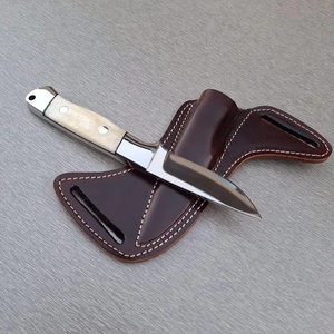Cuchillo de Caza de Hoja Fija de Acero de Damasco Personalizado con Mango de Hueso |   Funda de Cuero para Cuchillo de Camping, Venta al por Mayor OEM - Product Image 4
