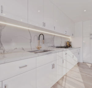 SANYANG 2025 personnalisé moderne haute brillance laque armoires de cuisine vente chaude meubles de rangement pour appareils ménagers - Product Image 1