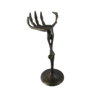 Crânes décoratifs en métal pour Halloween, porte-pilier à main, argent, étain, placage antique, dessus de table, travail artisanal personnalisé - Product Image 2