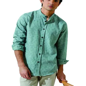 1pcs Chemises à manches longues italiennes en polyester avec logo personnalisé pour hommes Chemises décontractées à coupe régulière pour hommes à manches longues