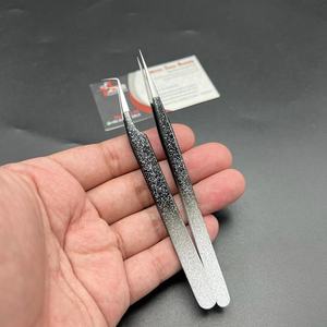 Pinzas para Extensión de Pestañas de Acero Inoxidable Antiestáticas, Duraderas, Hechas a Mano, con Logotipo Personalizado, Color Negro, Blanco, Degradado, Agarre de Diamante, Fibra - Product Image 5