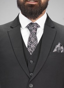 Costume 5 pièces de qualité supérieure, sur mesure, bleu marine et noir, pour mariages, affaires et occasions formelles, disponible à prix d'exportation - Product Image 4