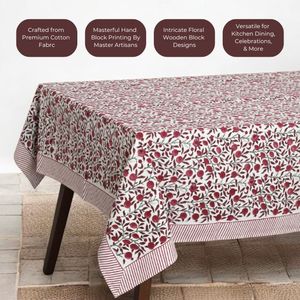 Mantel de lona de algodón estampado a mano, 6 plazas y 8 plazas, manteles de comedor - Product Image 6