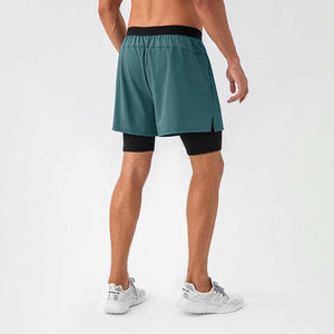 Men's Casual Summer Running Shorts <b>Elastic</b> Basic Solid Polyester Knee Length Washed Running Men's Shorts - Product Image 4